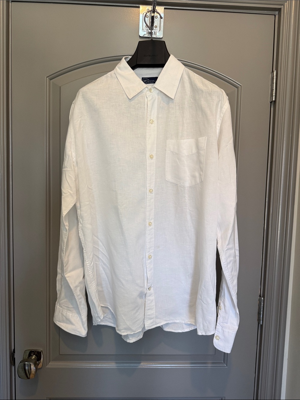 GAP White Men's Linen/Cotton Long-Sleeve Button-Up Shirt